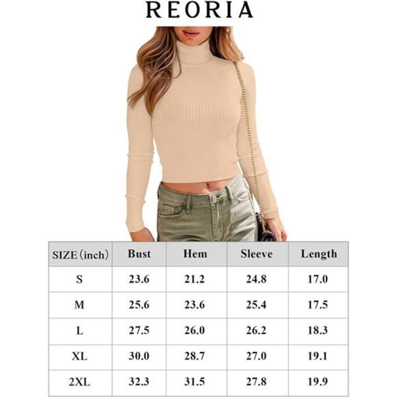 Mock Turtle Neck Long Sleeve Tight Ribbed Tops Cropped Sweaters For Women - Picture 6 of 6